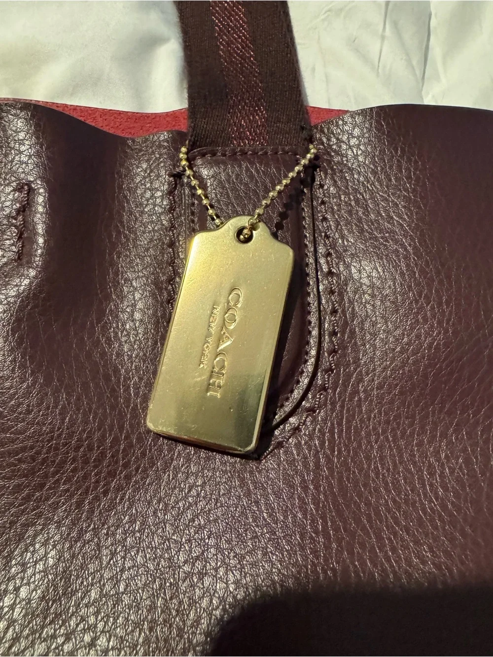 Coach Leather Hobo in Burgundy with Gold Logo